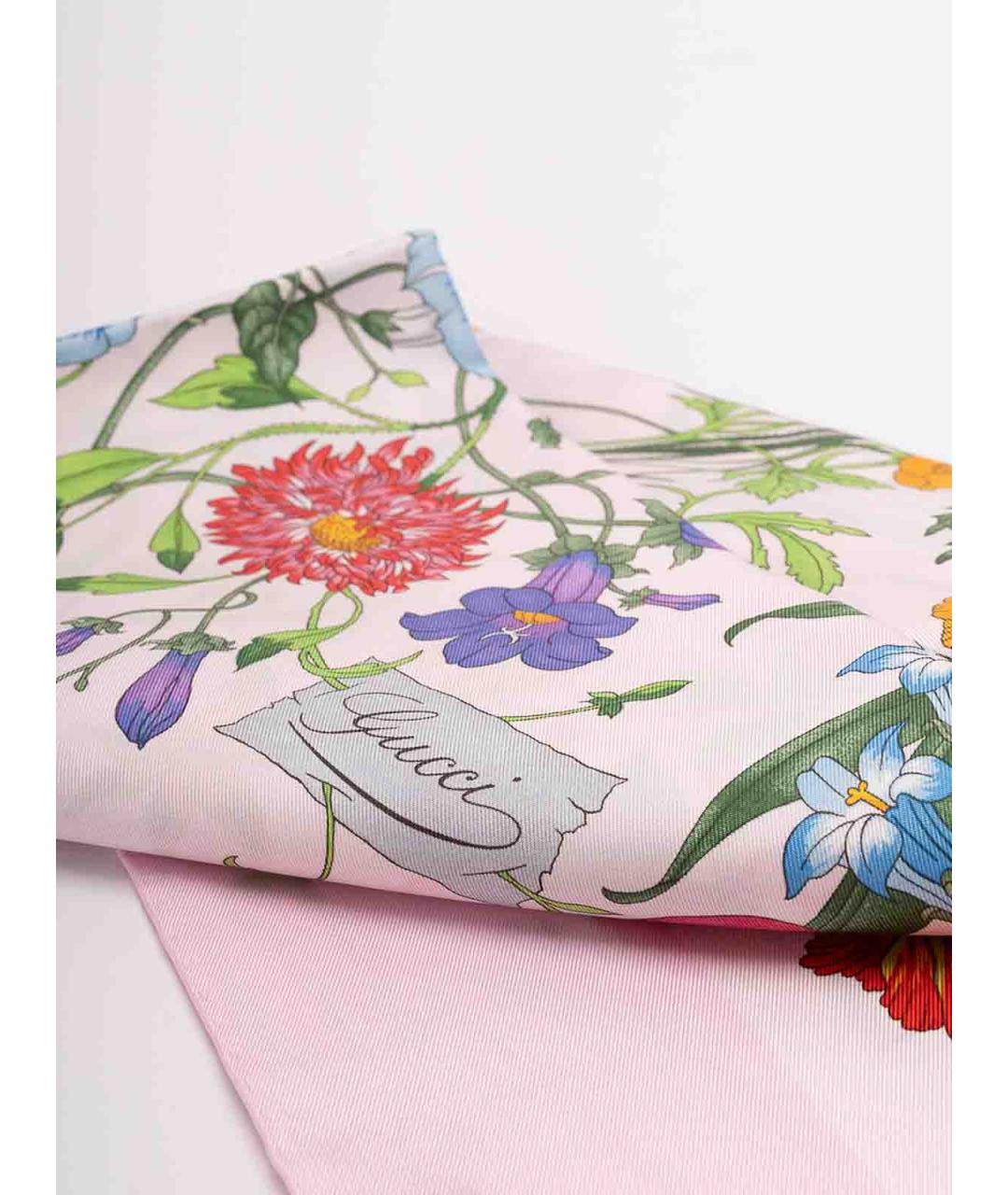 GUCCI Розовый шелковый платок, фото 2