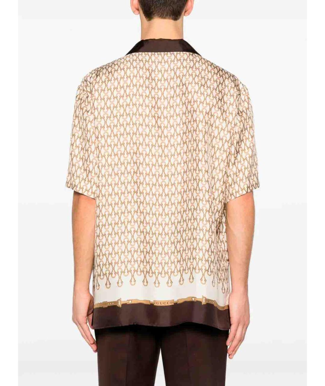 GUCCI Бежевая шелковая классическая рубашка, фото 4