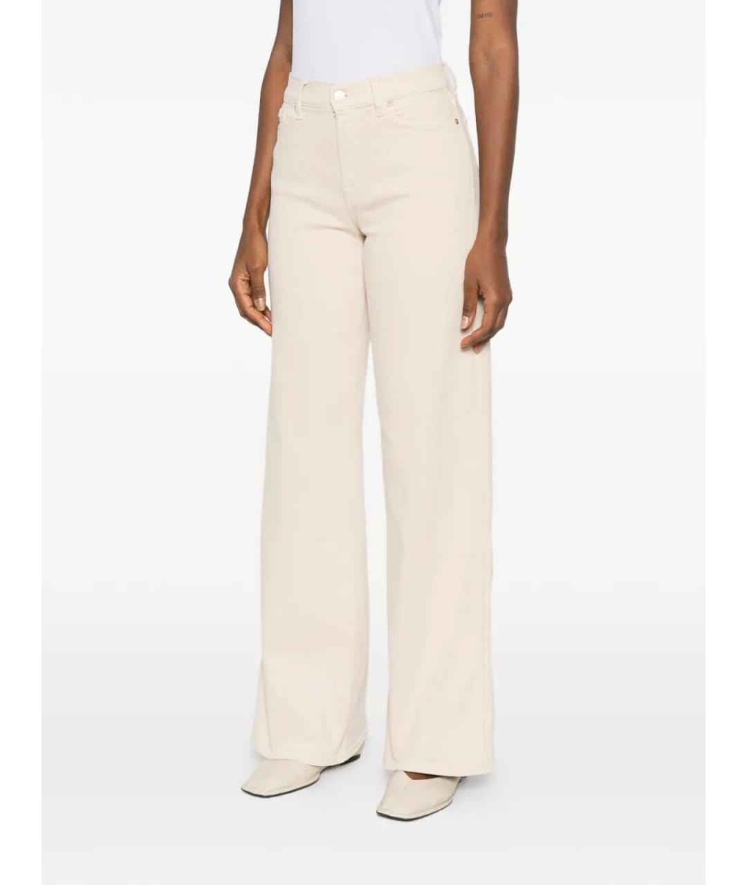 7 FOR ALL MANKIND Бежевые хлопковые прямые джинсы, фото 5