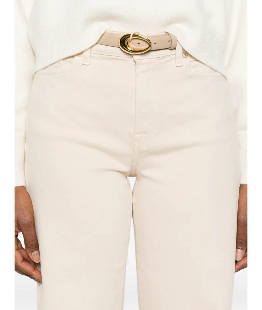 7 FOR ALL MANKIND Бежевые хлопковые прямые джинсы, фото 3