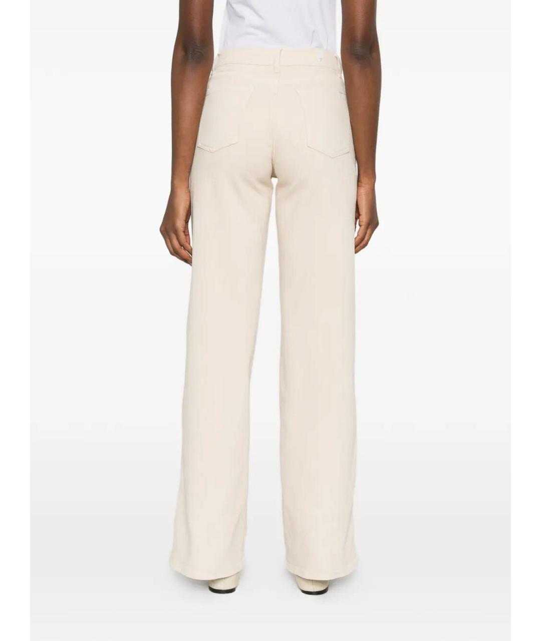 7 FOR ALL MANKIND Бежевые хлопковые прямые джинсы, фото 4