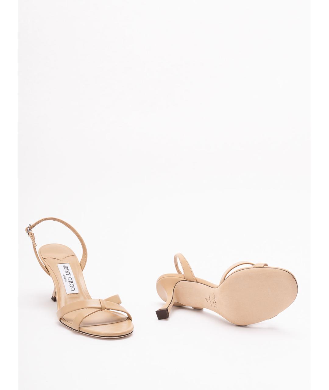 JIMMY CHOO Бежевые кожаные босоножки, фото 4