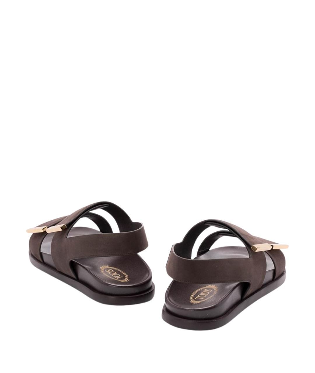 TOD'S Коричневые кожаные сандалии, фото 3