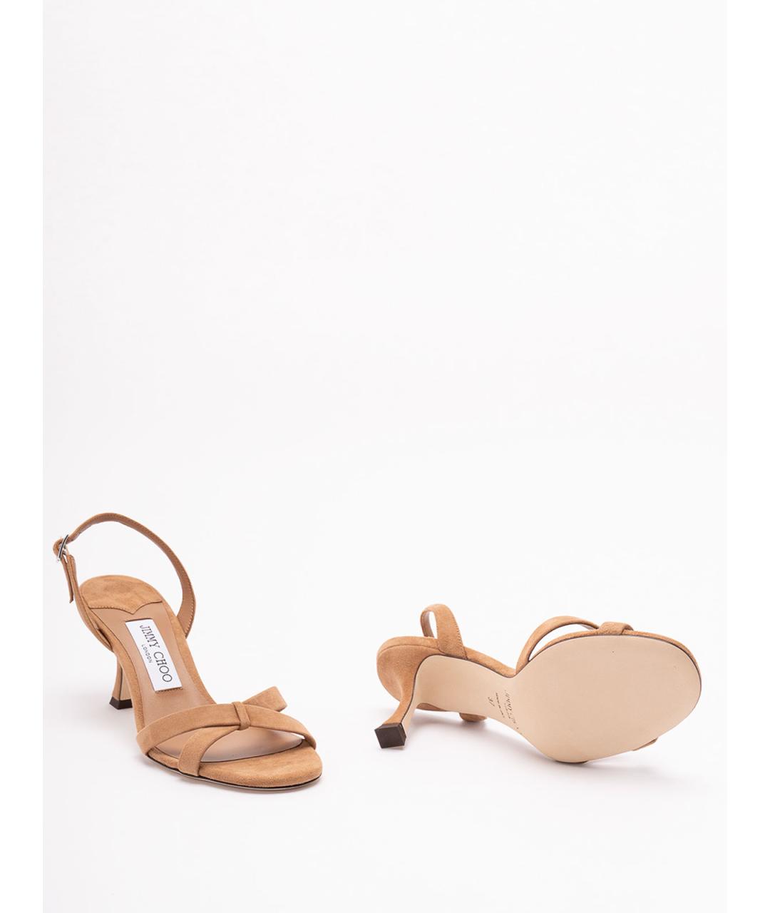 JIMMY CHOO Бежевые замшевые босоножки, фото 4