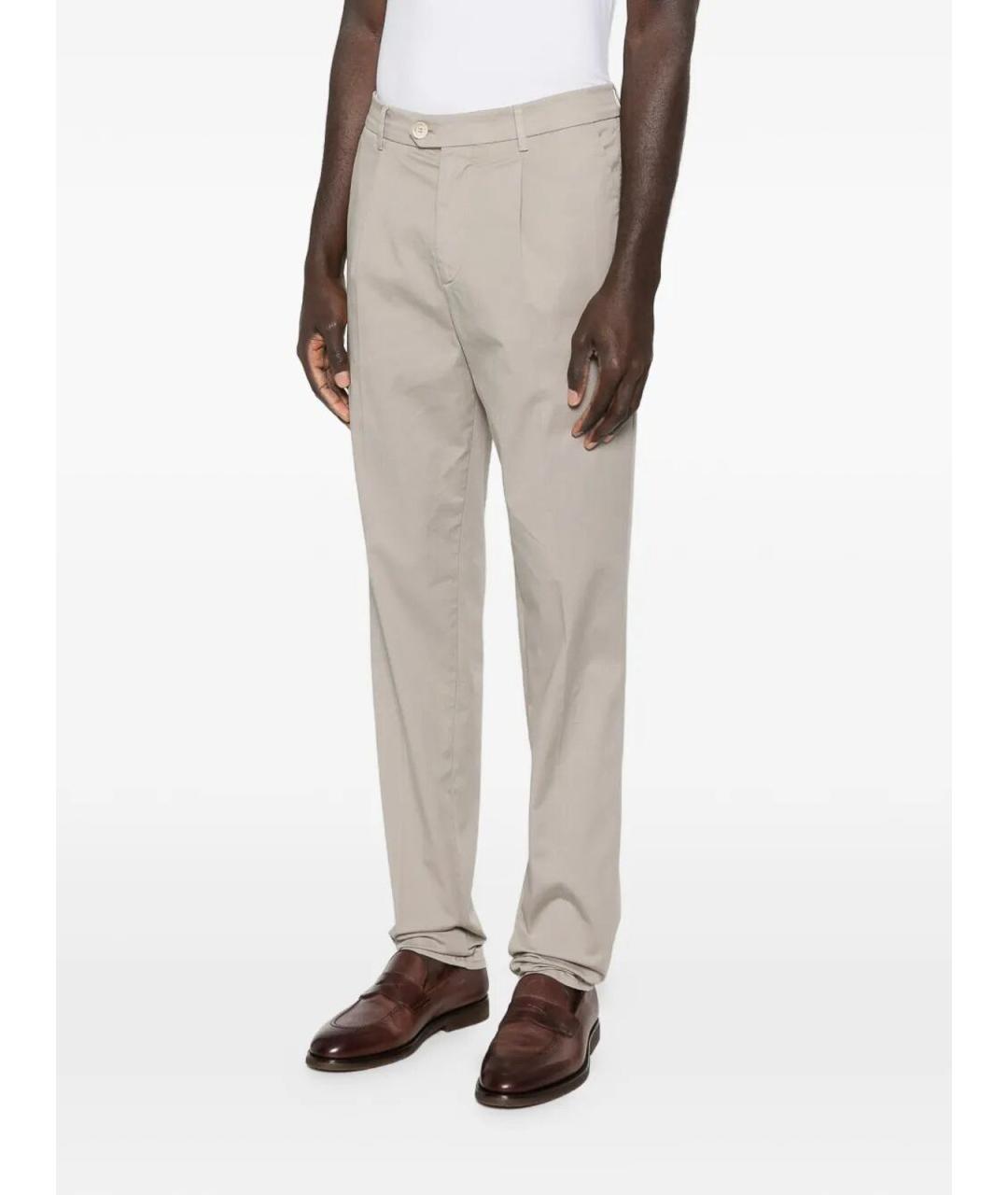 BRUNELLO CUCINELLI Коричневые хлопковые повседневные брюки, фото 4
