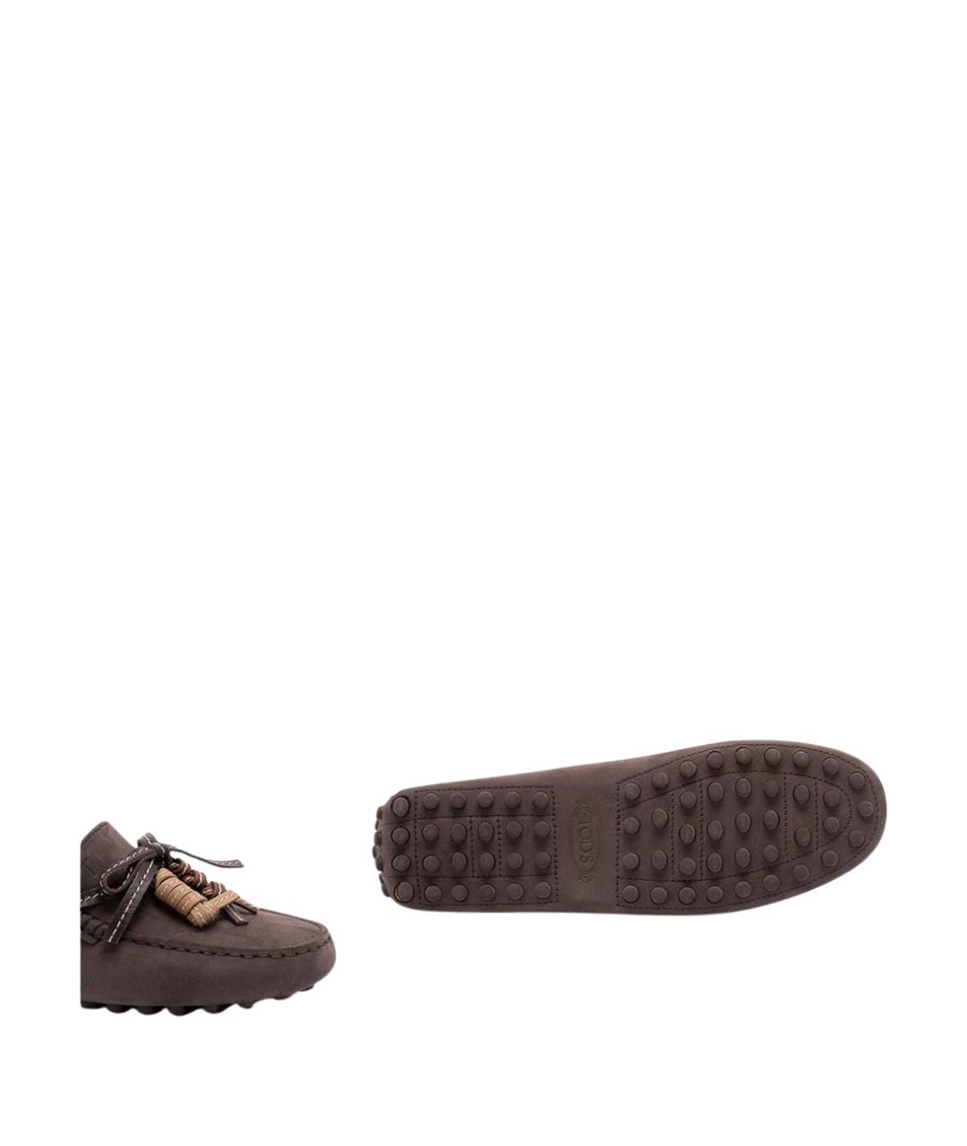TOD'S Коричневые замшевые лоферы, фото 4