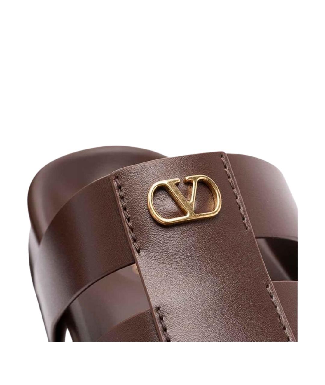 VALENTINO Коричневые кожаные сандалии, фото 6