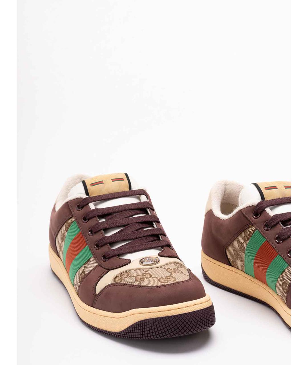 GUCCI Коричневые текстильные низкие кроссовки / кеды, фото 5