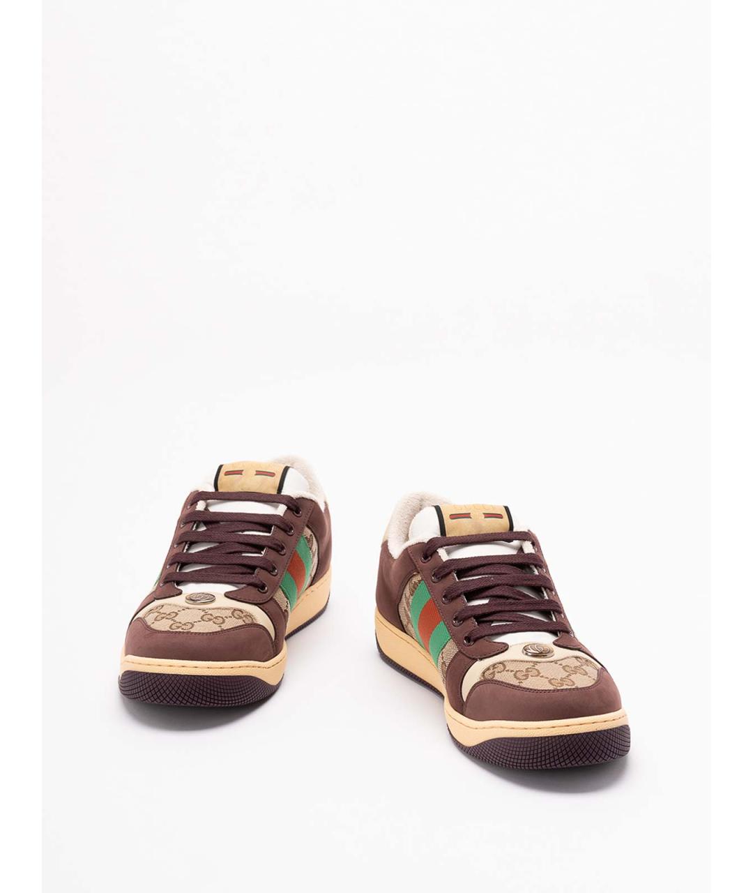 GUCCI Коричневые текстильные низкие кроссовки / кеды, фото 2