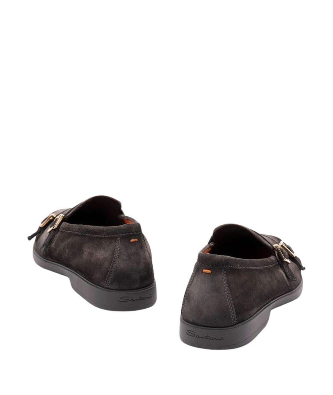 SANTONI Серые кожаные лоферы, фото 3
