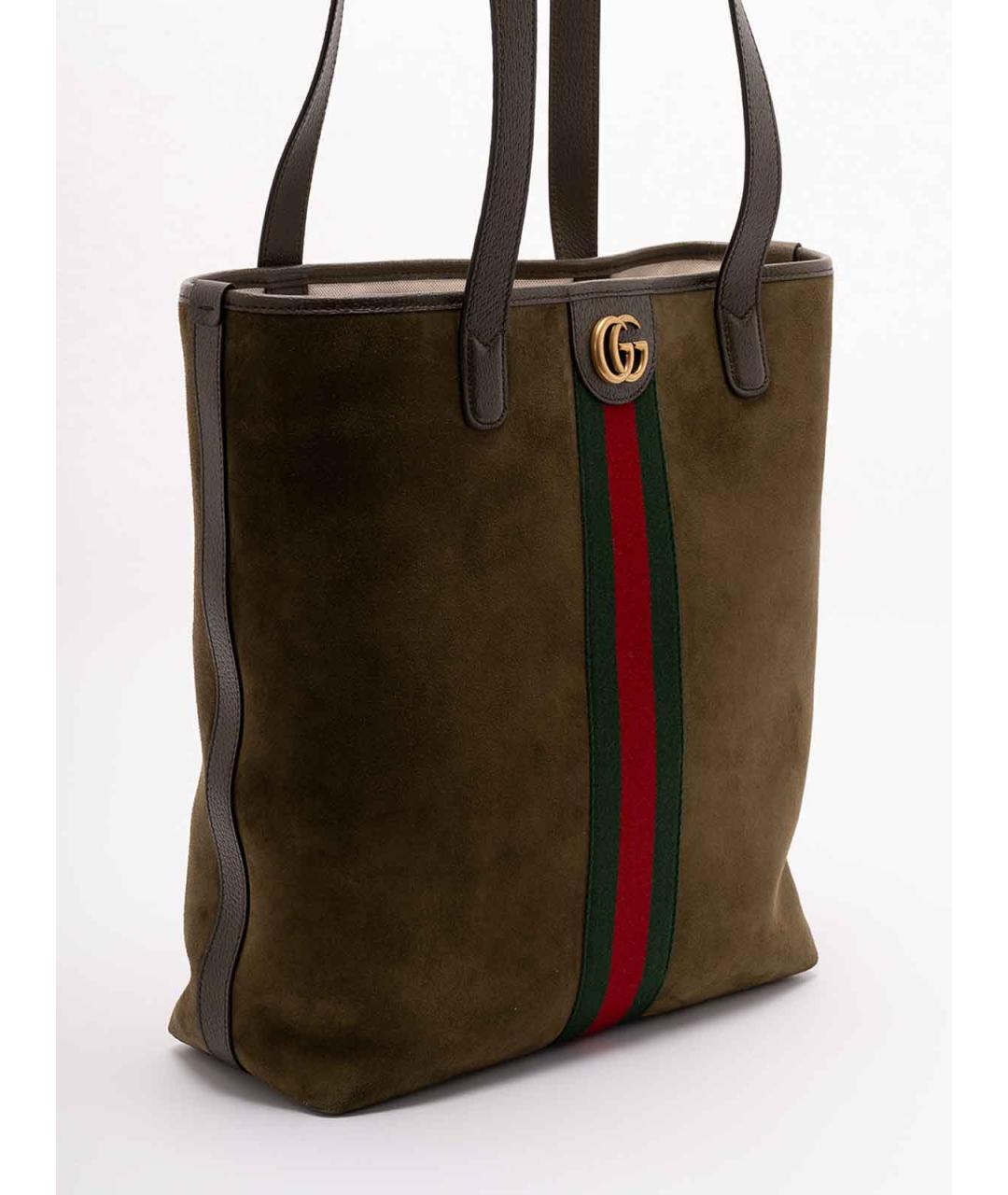 GUCCI Коричневая замшевая сумка тоут, фото 3