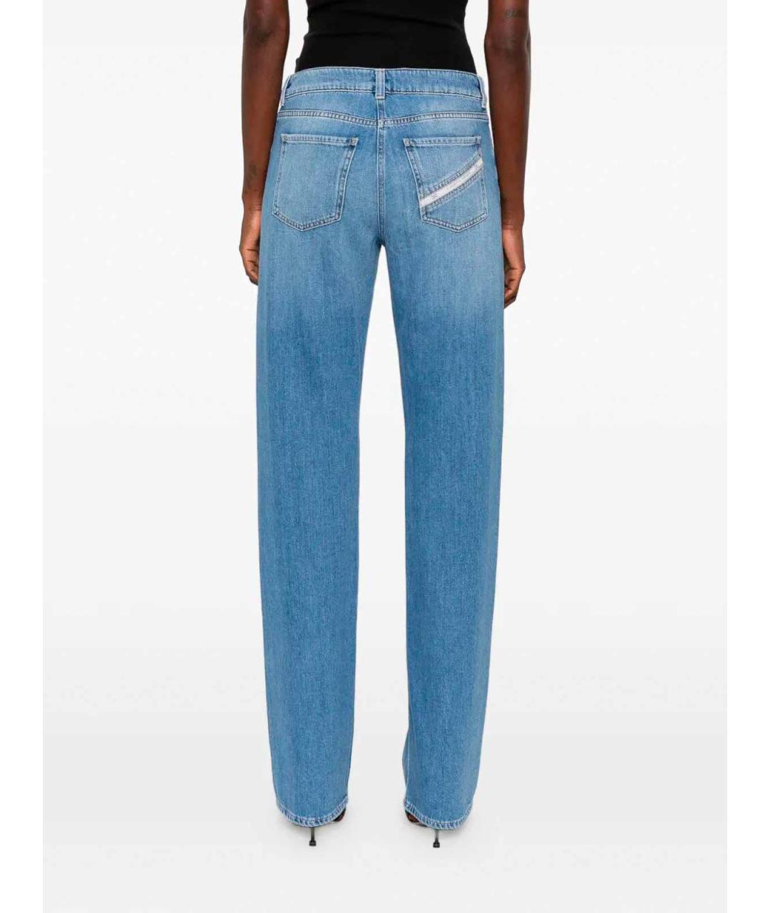 ELISABETTA FRANCHI Голубые хлопковые прямые джинсы, фото 3
