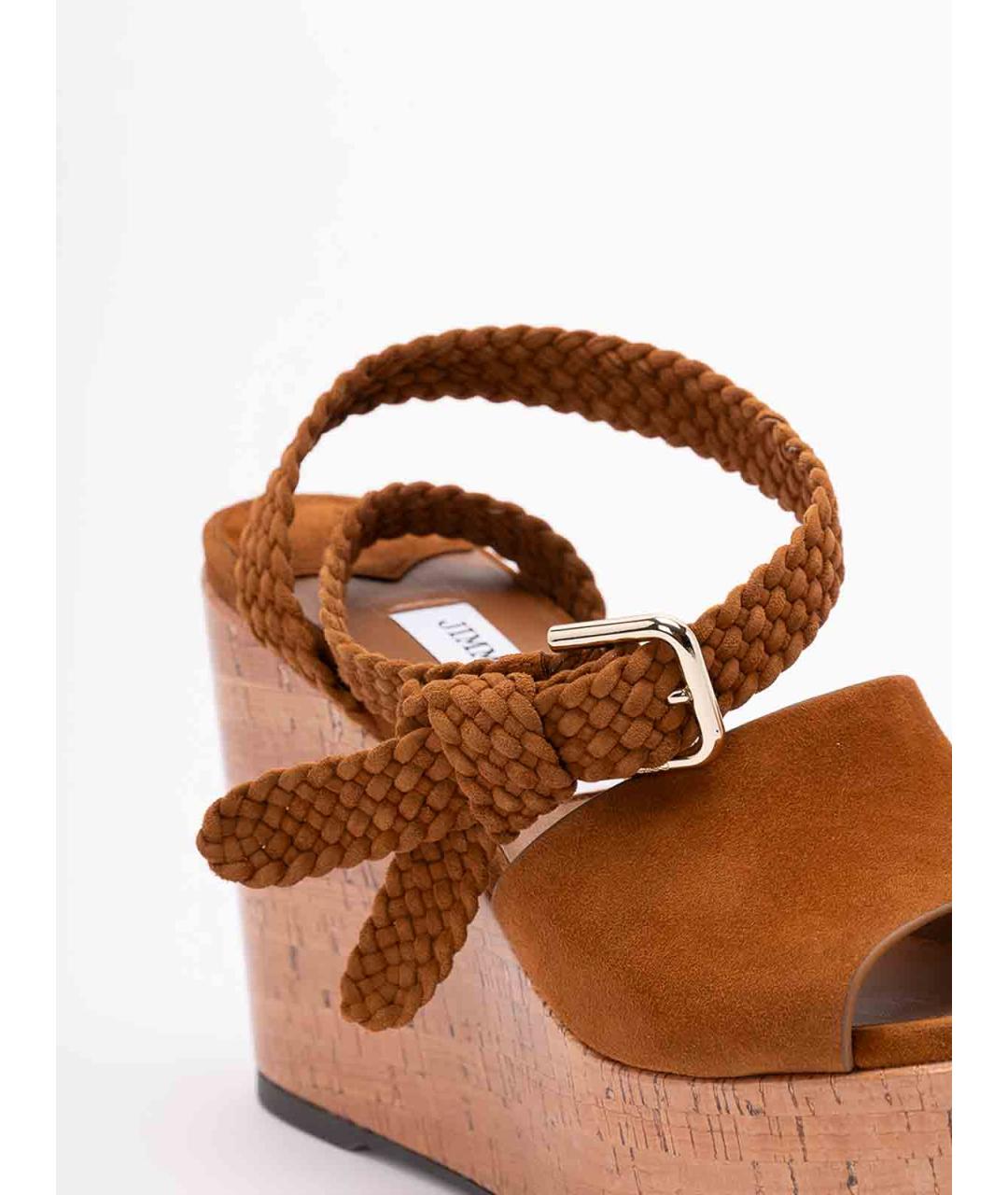 JIMMY CHOO Коричневые замшевые босоножки, фото 5