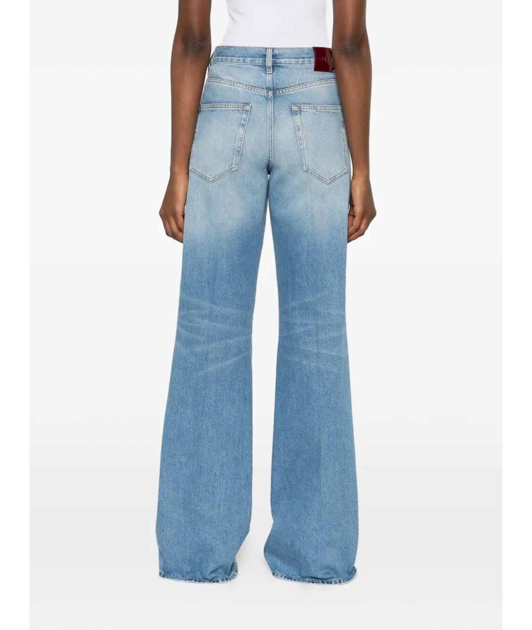 GUCCI Голубые хлопковые прямые джинсы, фото 4