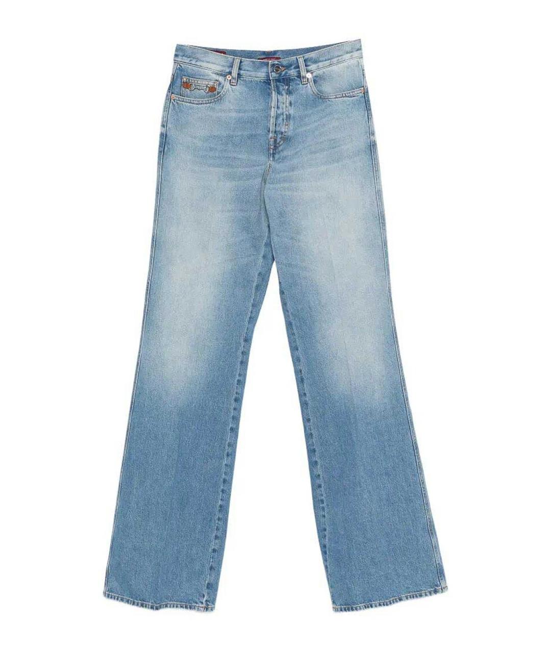 GUCCI Голубые хлопковые прямые джинсы, фото 1