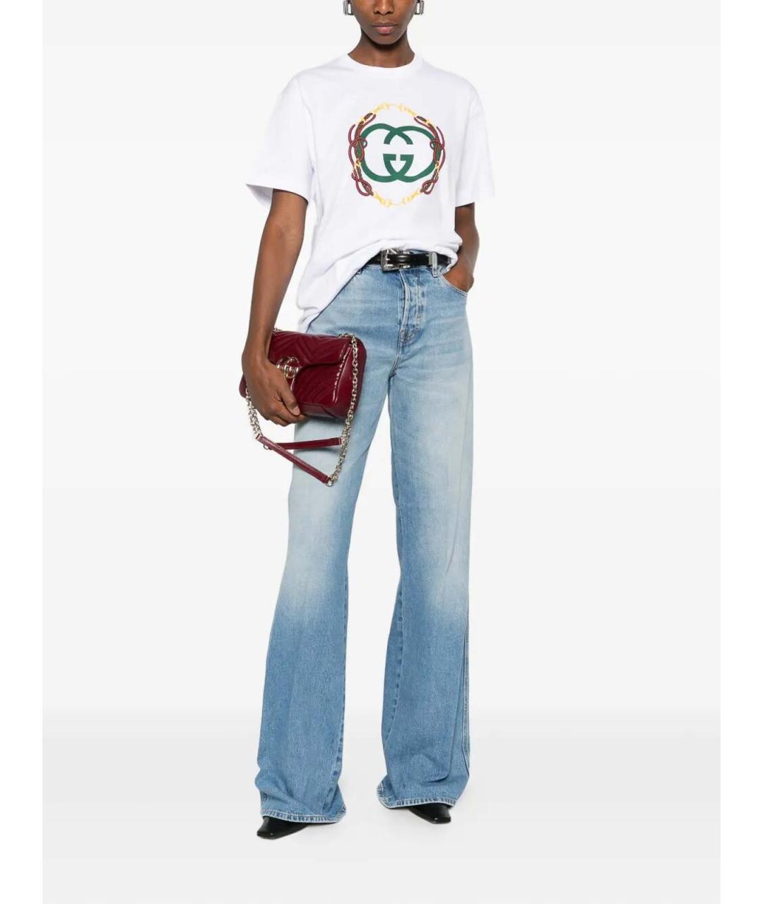 GUCCI Голубые хлопковые прямые джинсы, фото 2