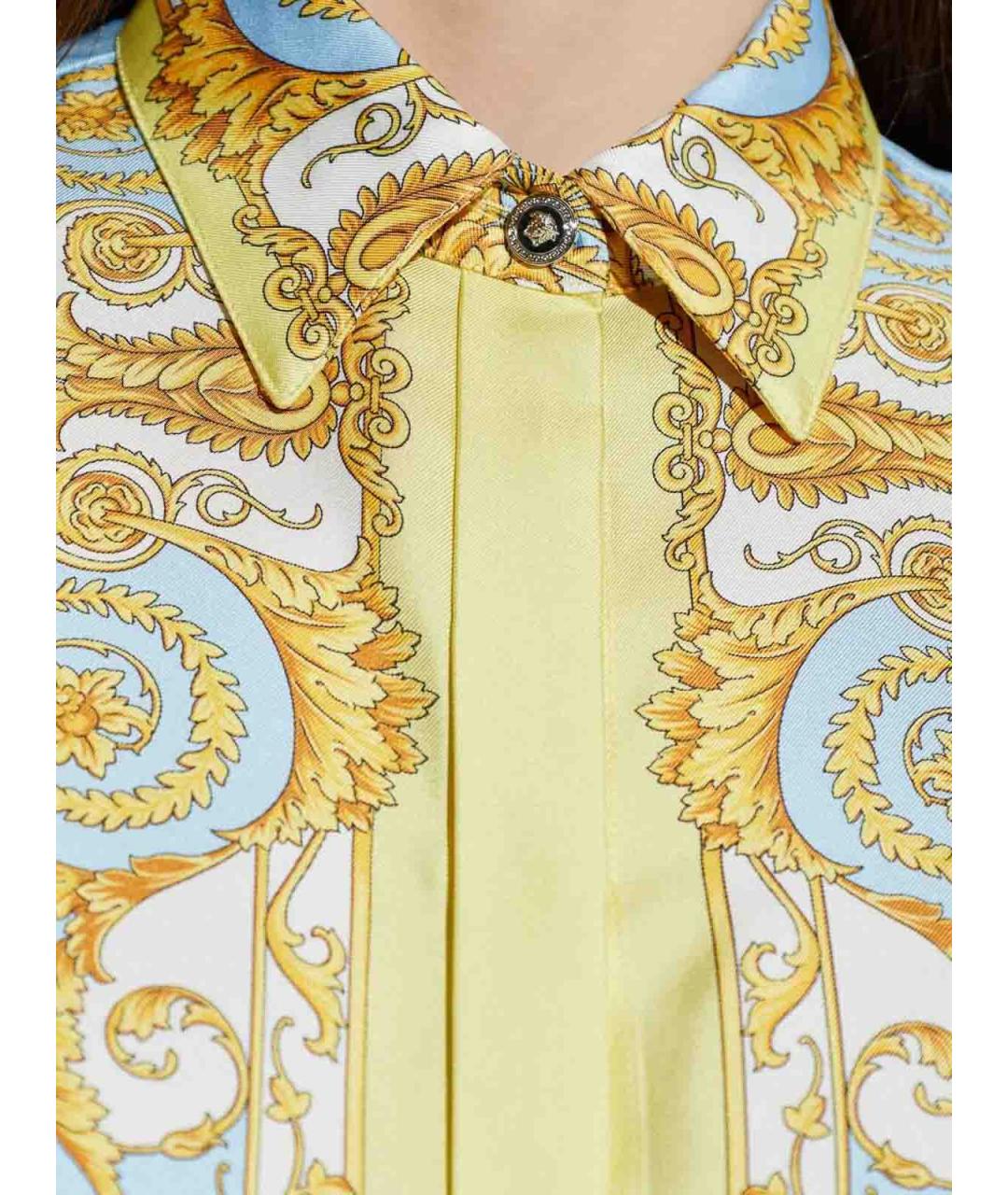 VERSACE Голубая шелковая рубашка, фото 5