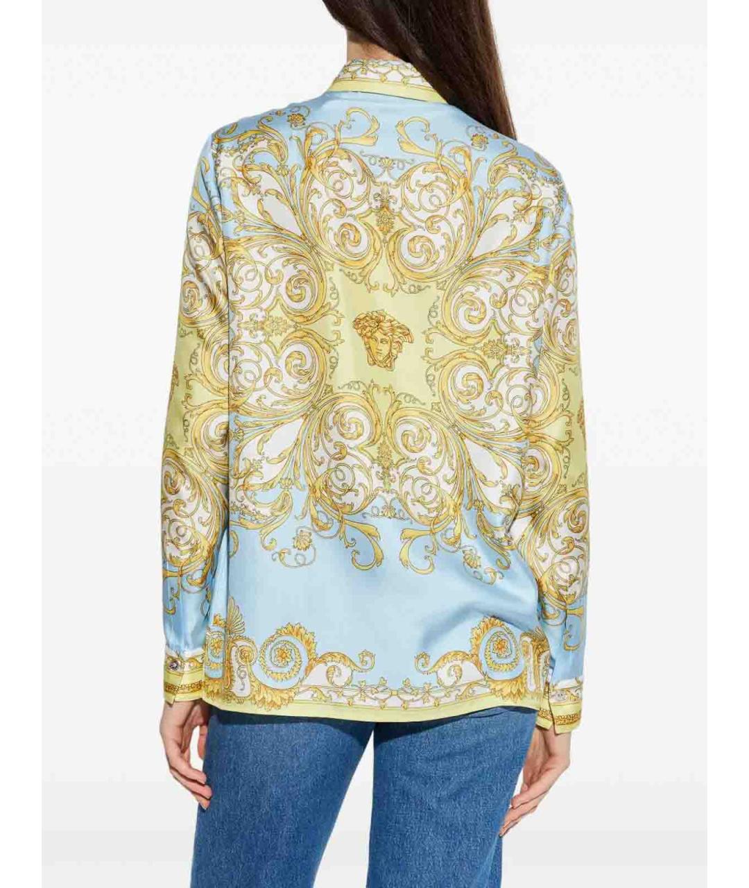 VERSACE Голубая шелковая рубашка, фото 4