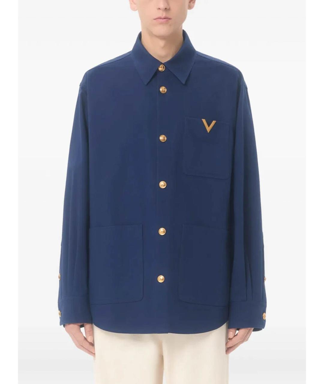 VALENTINO Синяя хлопковая кэжуал рубашка, фото 3