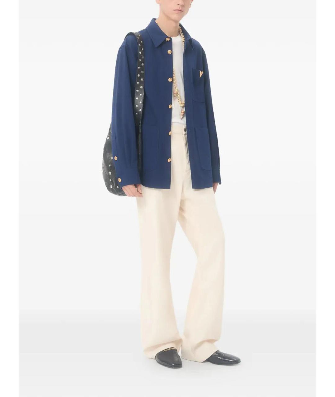 VALENTINO Синяя хлопковая кэжуал рубашка, фото 2