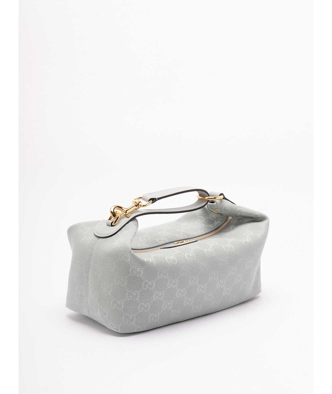 GUCCI Голубая тканевая сумка с короткими ручками, фото 3