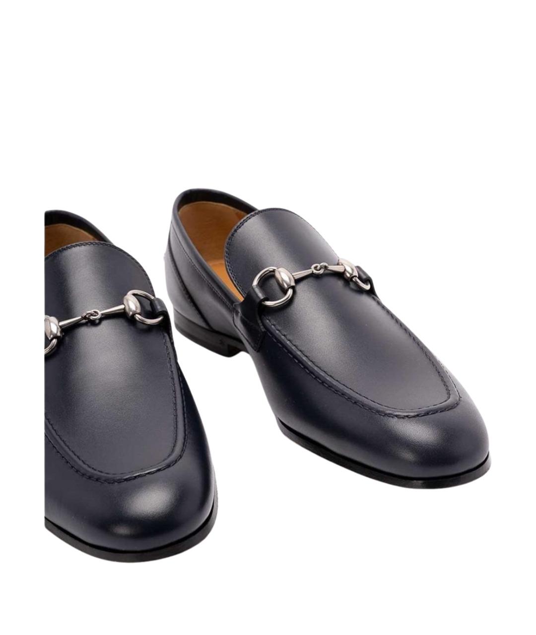 GUCCI Синие кожаные лоферы, фото 5
