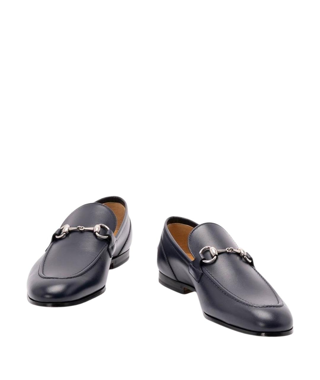 GUCCI Синие кожаные лоферы, фото 2