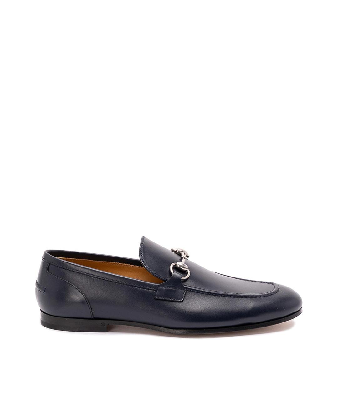 GUCCI Синие кожаные лоферы, фото 1