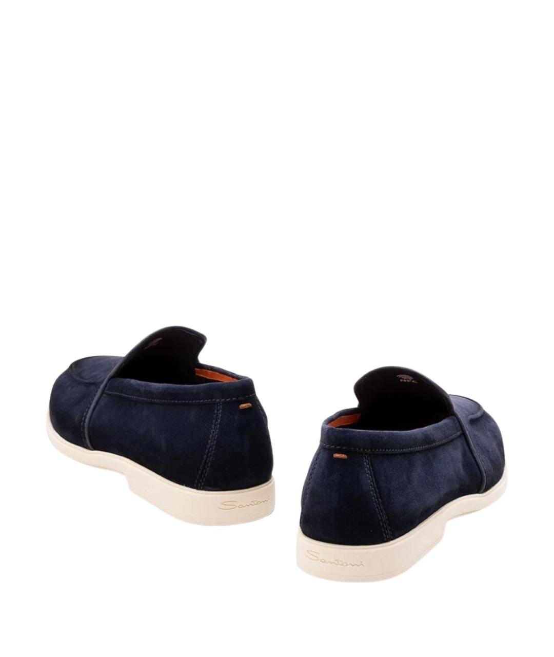 SANTONI Синие кожаные лоферы, фото 3