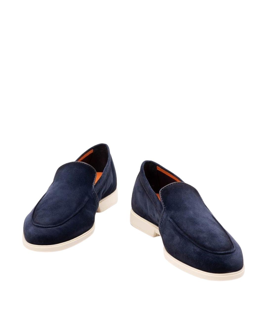 SANTONI Синие кожаные лоферы, фото 2