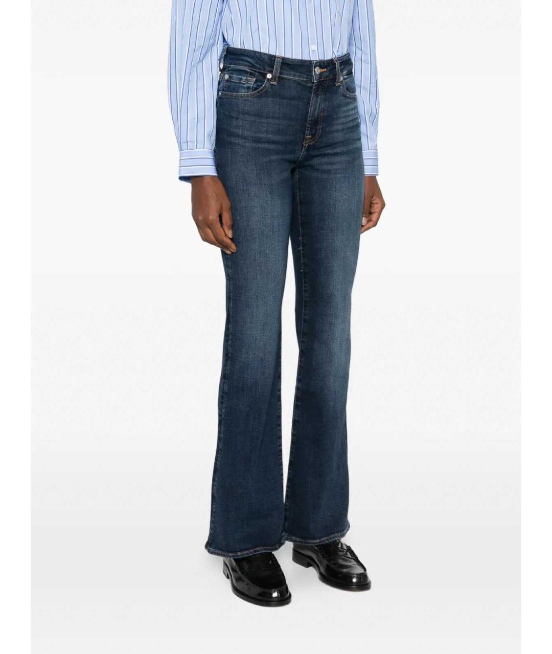 7 FOR ALL MANKIND Синие хлопковые джинсы клеш, фото 3