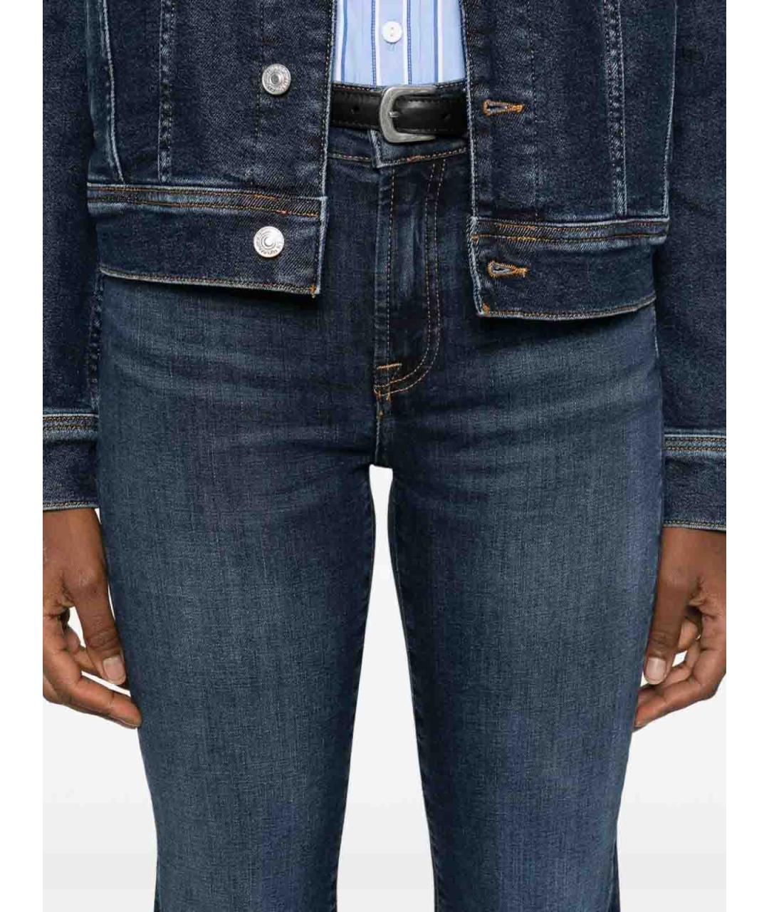 7 FOR ALL MANKIND Синие хлопковые джинсы клеш, фото 5