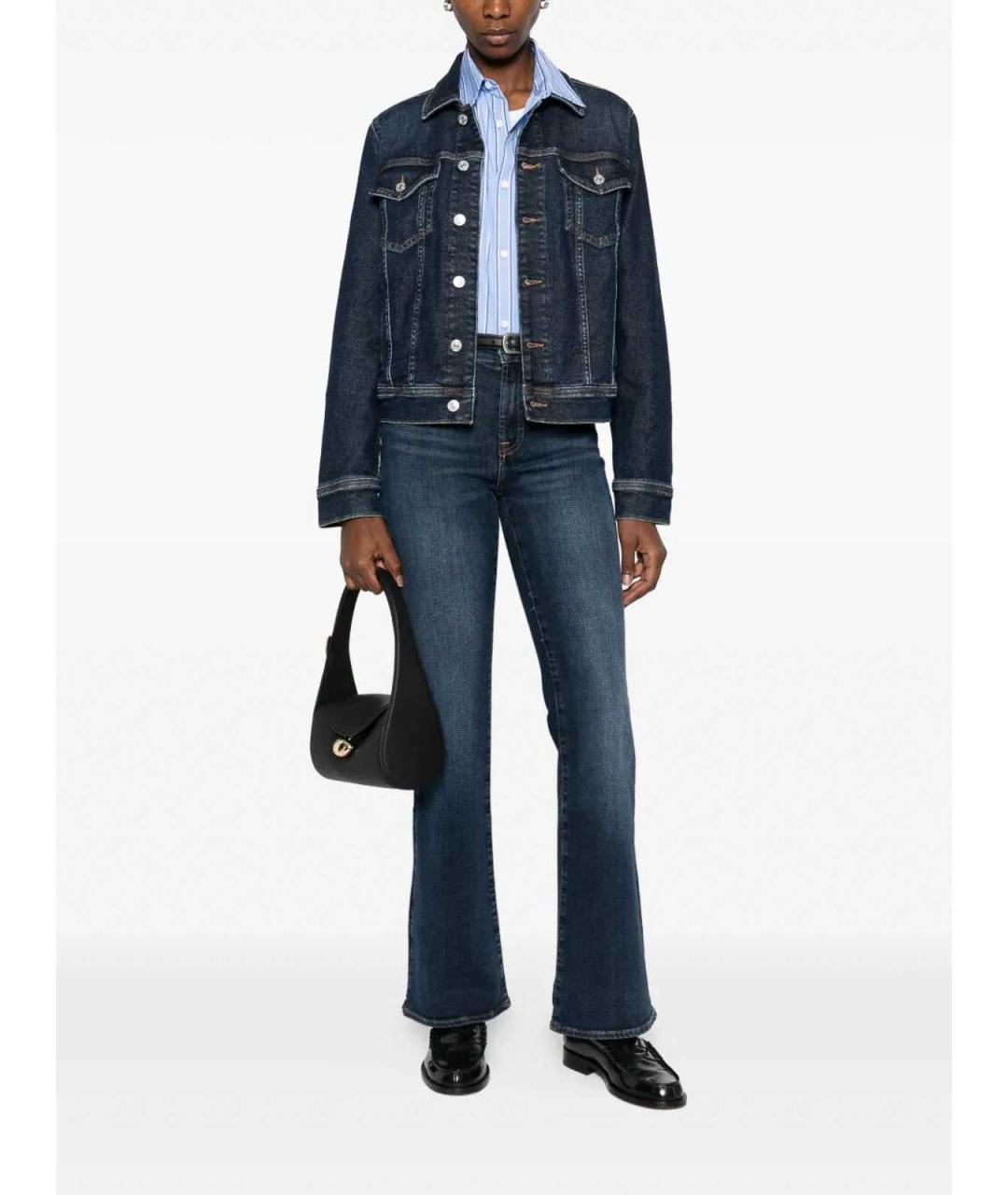 7 FOR ALL MANKIND Синие хлопковые джинсы клеш, фото 2
