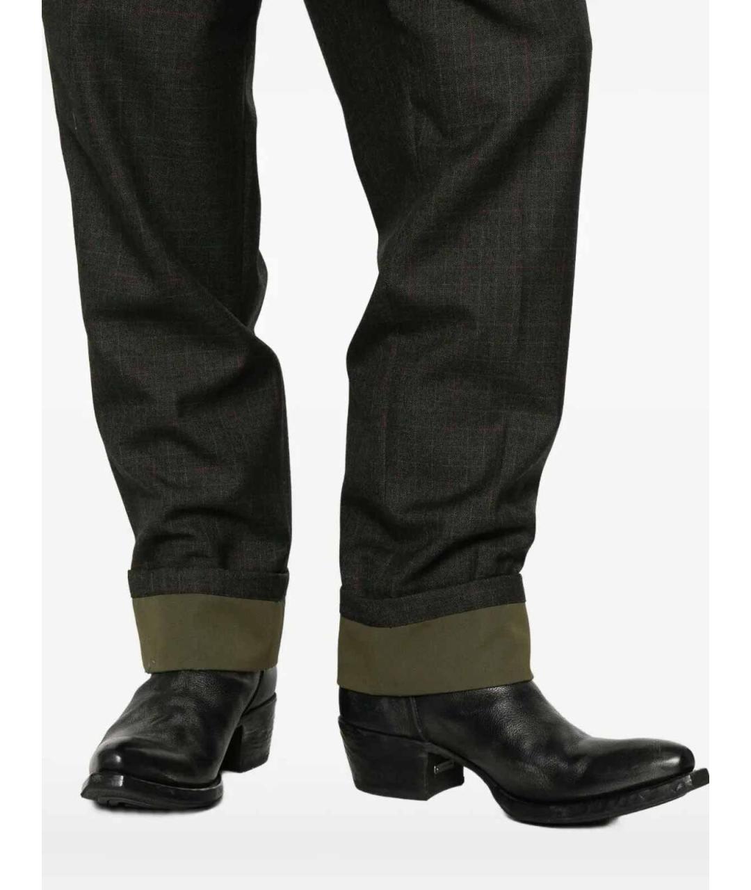 PRADA Зеленые шерстяные повседневные брюки, фото 4