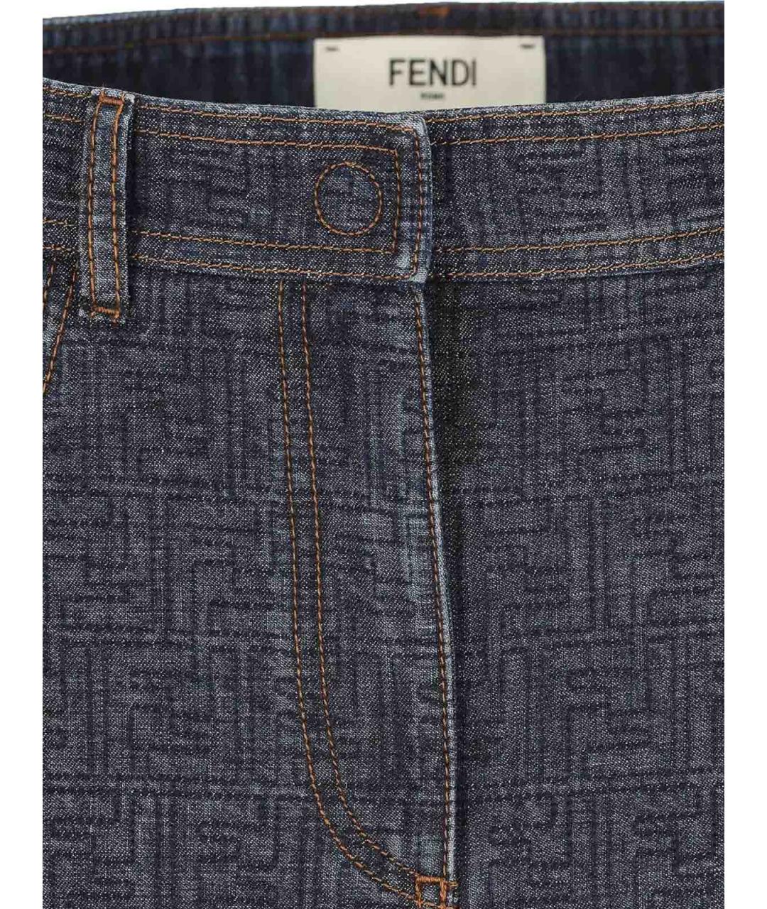 FENDI Синяя хлопковая юбка миди, фото 3