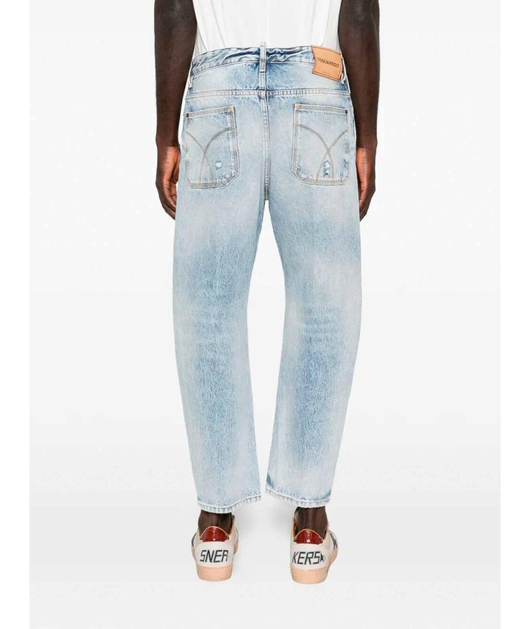 DSQUARED2 Синие хлопковые прямые джинсы, фото 4