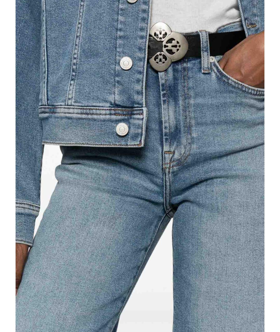 7 FOR ALL MANKIND Темно-синие хлопковые прямые джинсы, фото 4