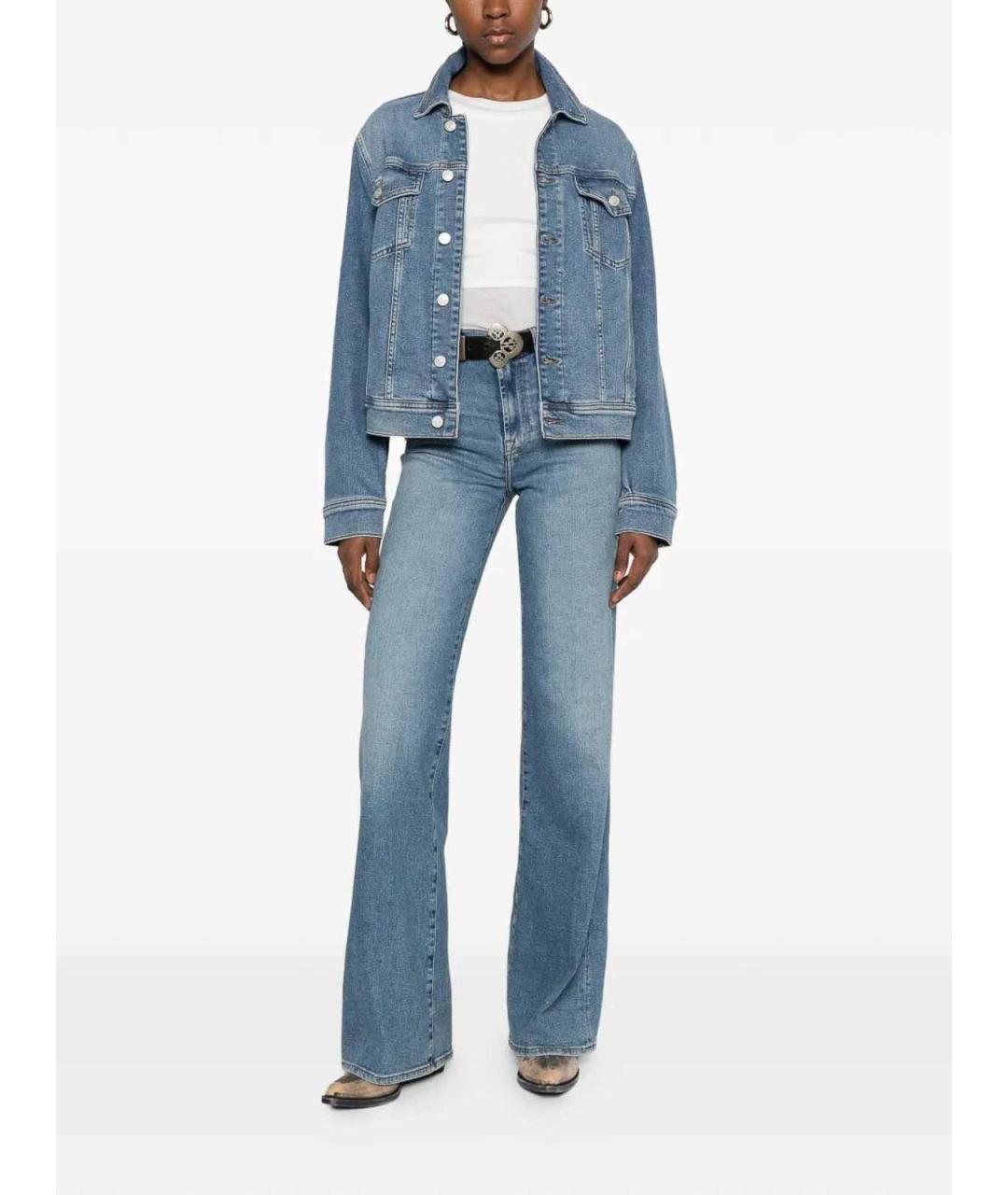 7 FOR ALL MANKIND Темно-синие хлопковые прямые джинсы, фото 2
