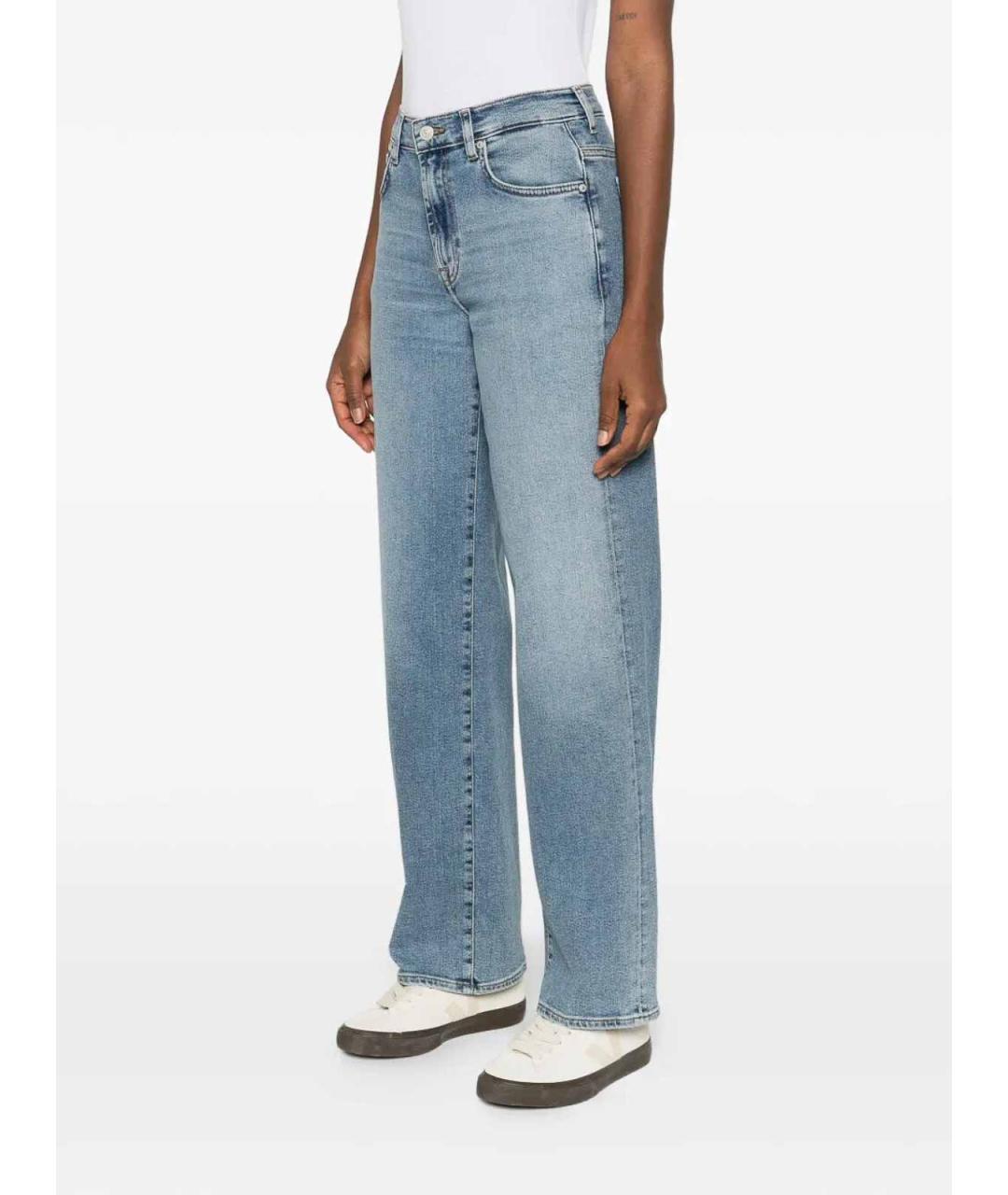 7 FOR ALL MANKIND Темно-синие хлопко-льняные прямые джинсы, фото 4