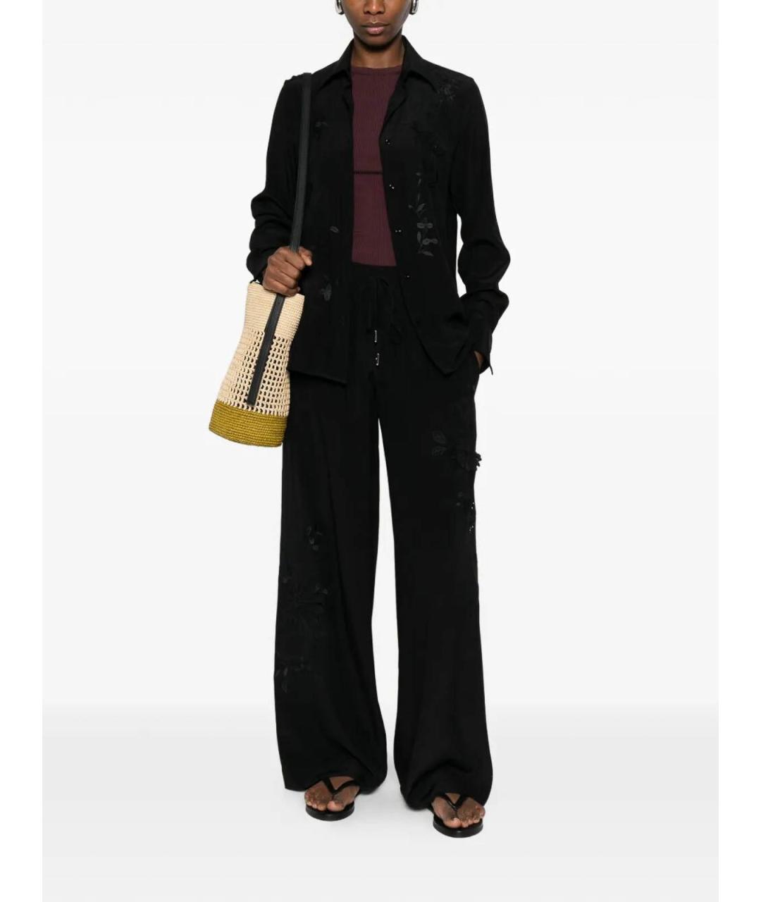 ERMANNO SCERVINO Черные шелковые брюки широкие, фото 2