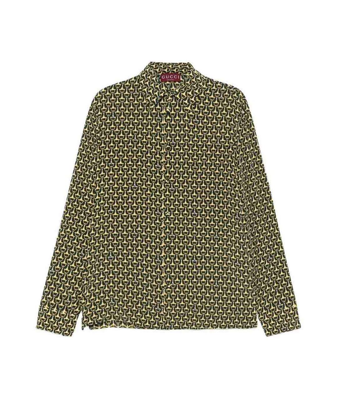 GUCCI Зеленая шелковая кэжуал рубашка, фото 1