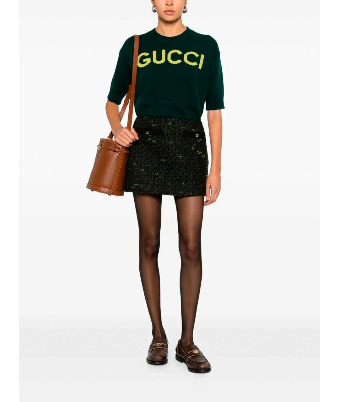 GUCCI Зеленый шерстяной джемпер / свитер, фото 2