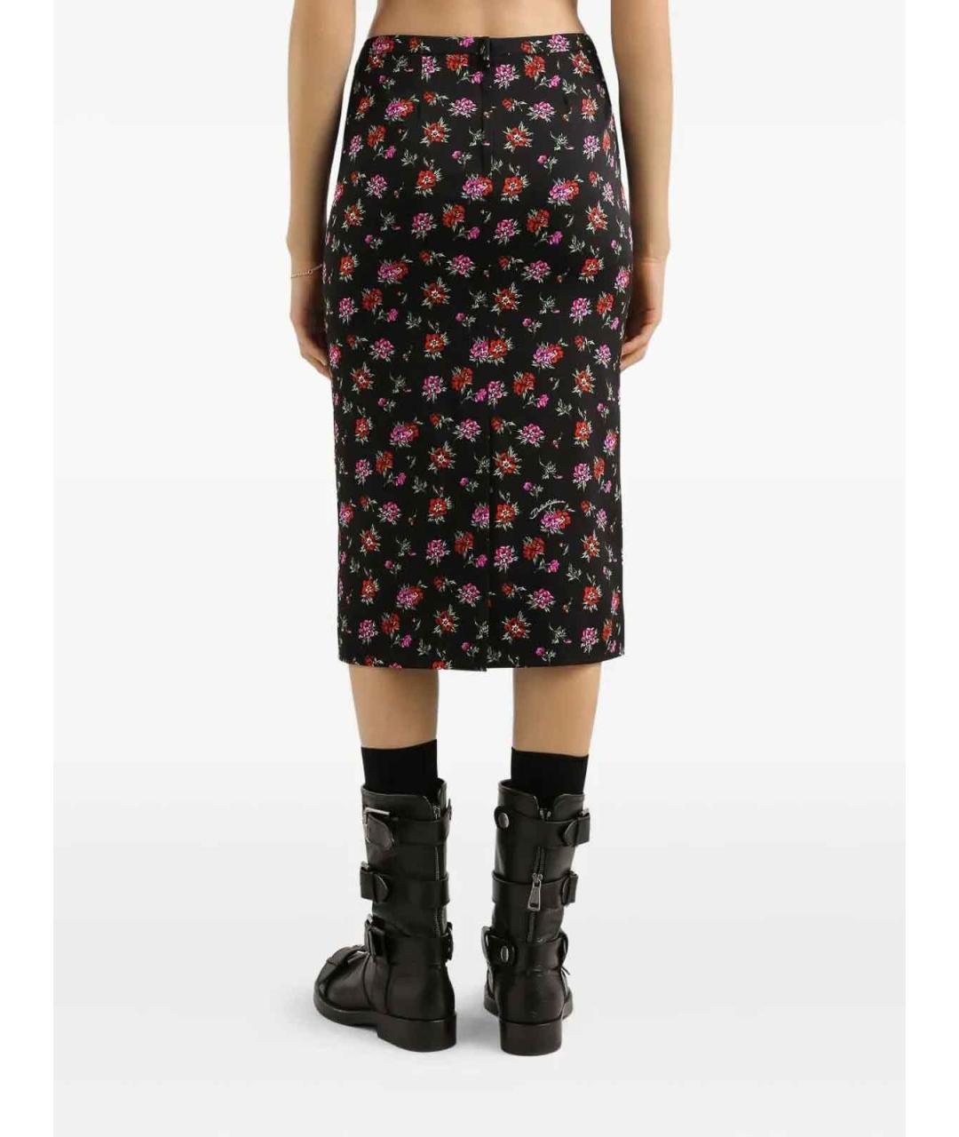 DOLCE&GABBANA Черная шелковая юбка миди, фото 3