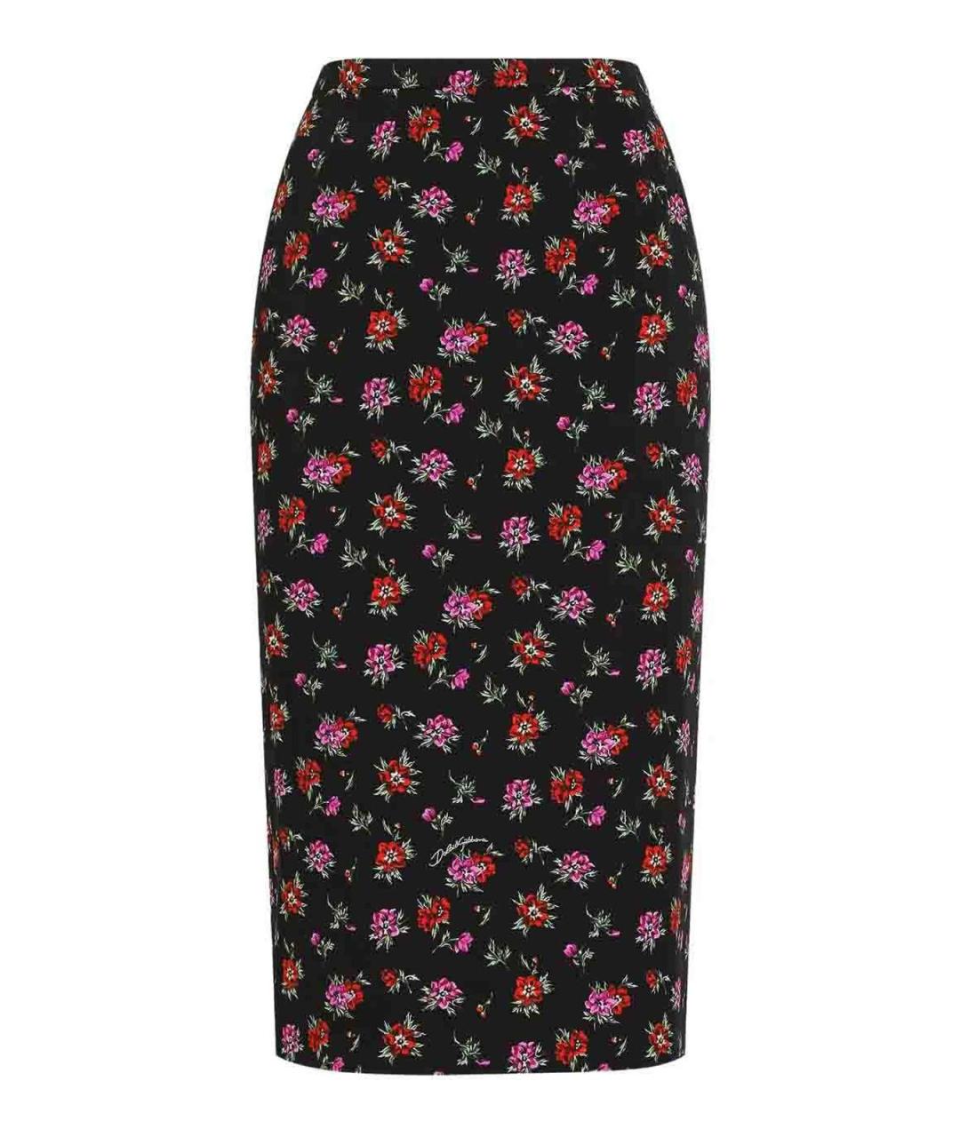 DOLCE&GABBANA Черная шелковая юбка миди, фото 1