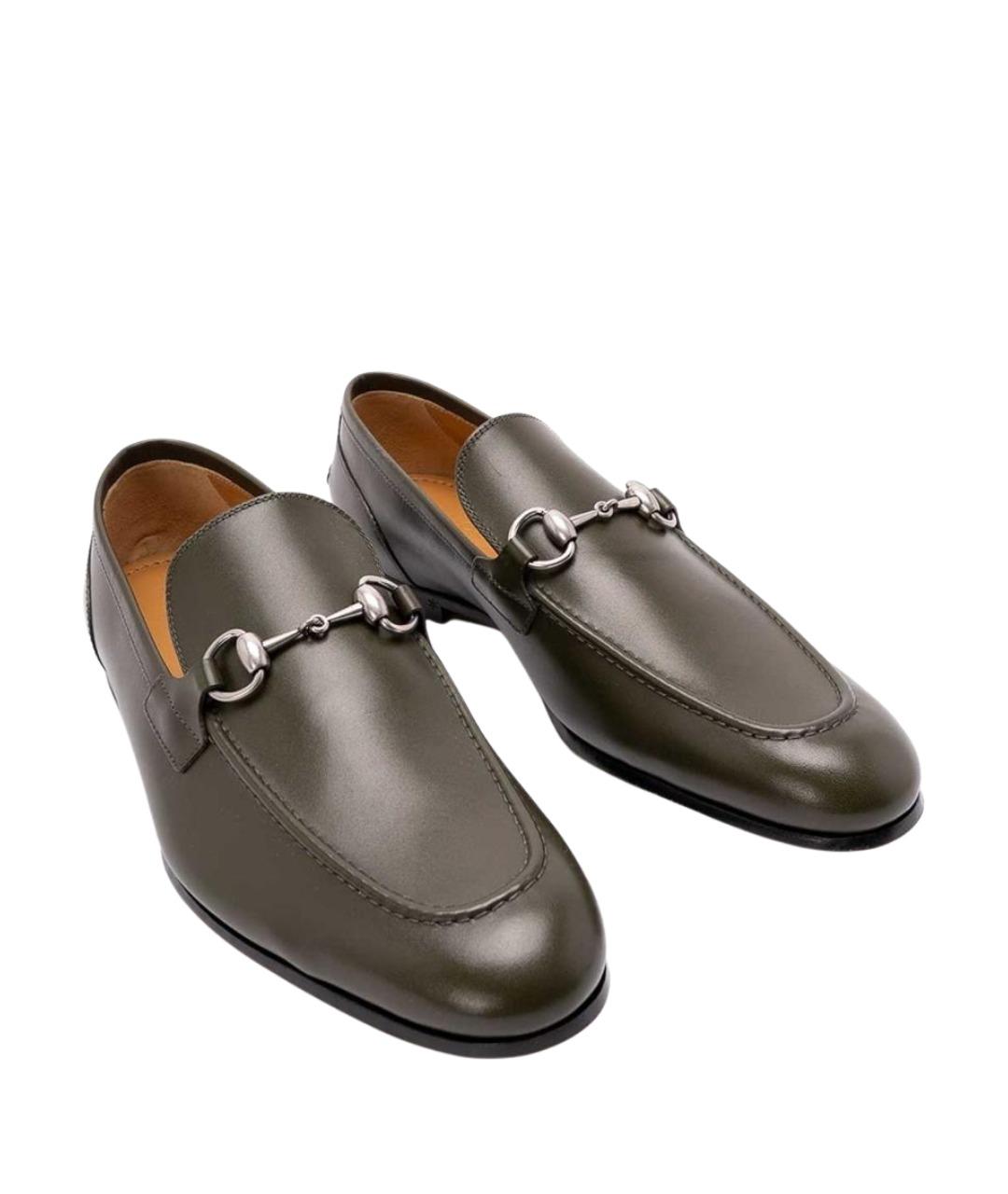 GUCCI Зеленые кожаные лоферы, фото 5