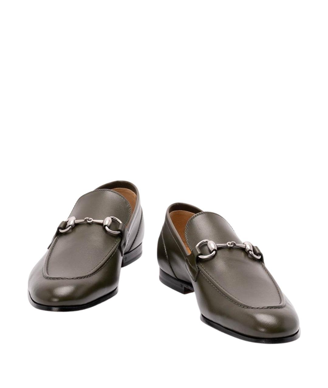GUCCI Зеленые кожаные лоферы, фото 2