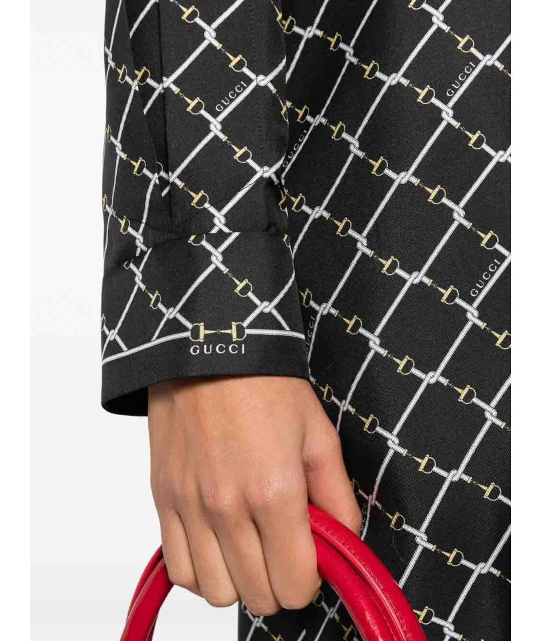 GUCCI Черное шелковое повседневное платье, фото 5