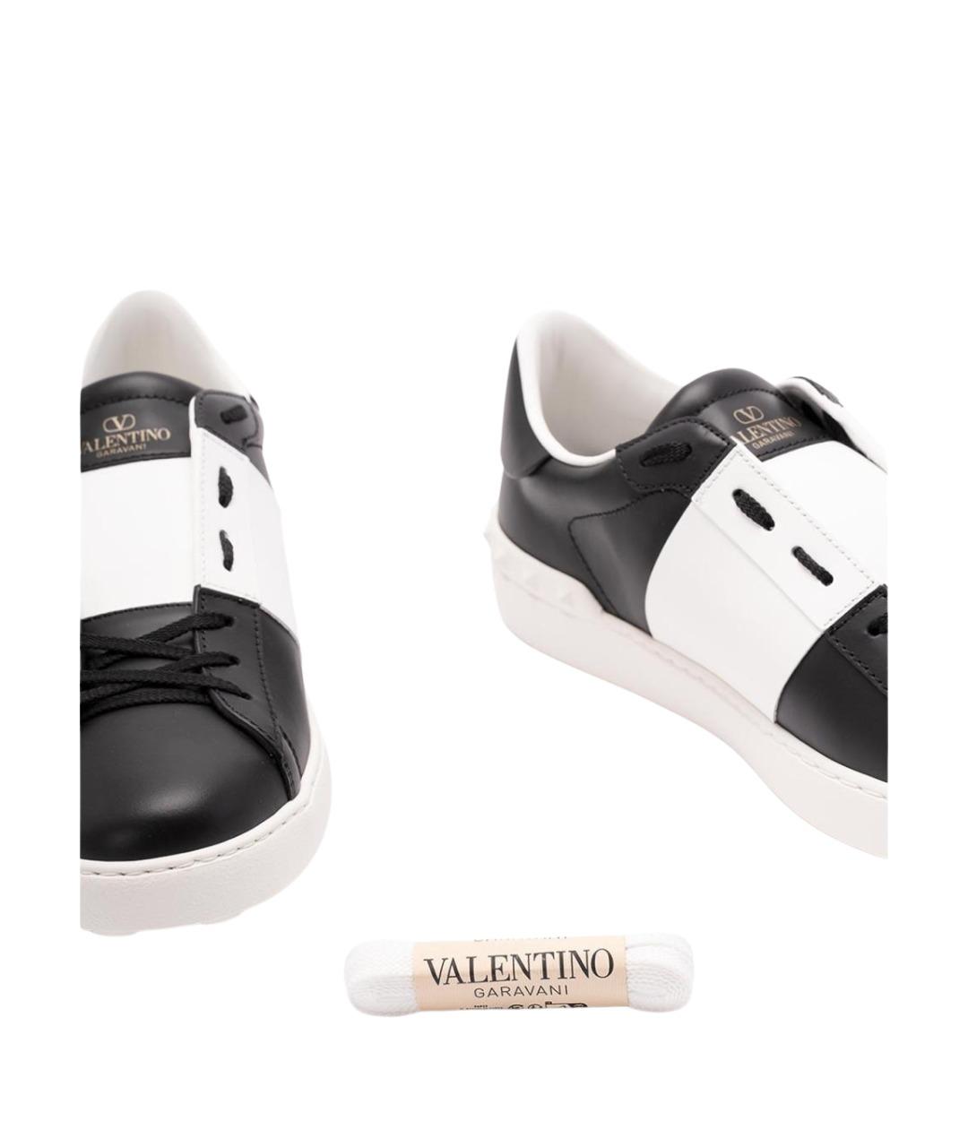VALENTINO Черные кожаные низкие кроссовки / кеды, фото 5