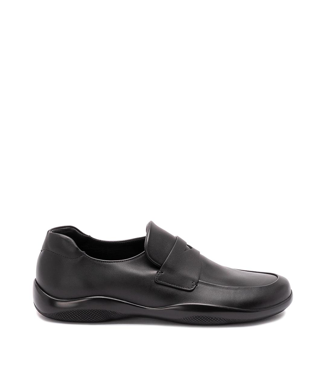 PRADA Черные кожаные лоферы, фото 1