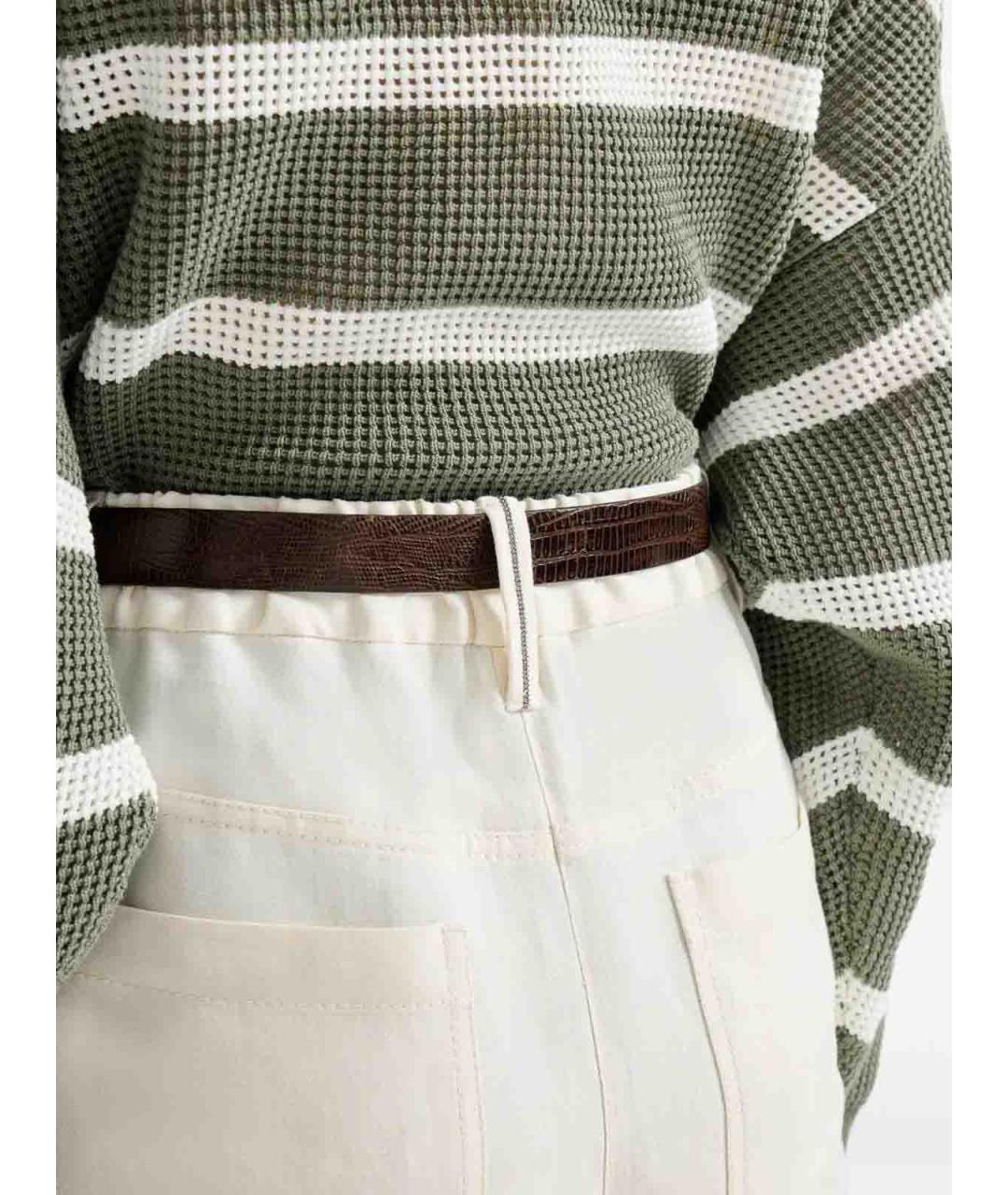 BRUNELLO CUCINELLI Бежевые вискозные брюки широкие, фото 3